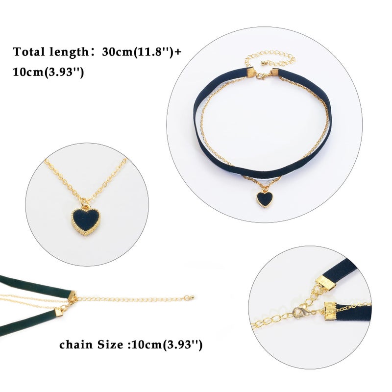 DAYANEY Black Choker Necklaces for Woman, Black Velvet Love Heart Necklace as Birthday Day Gifts for Her, Goth Vintage Choker Adjustable Collar Heart Jewelry Gold Chain as Anniversary BDAY Gifts - Image 4