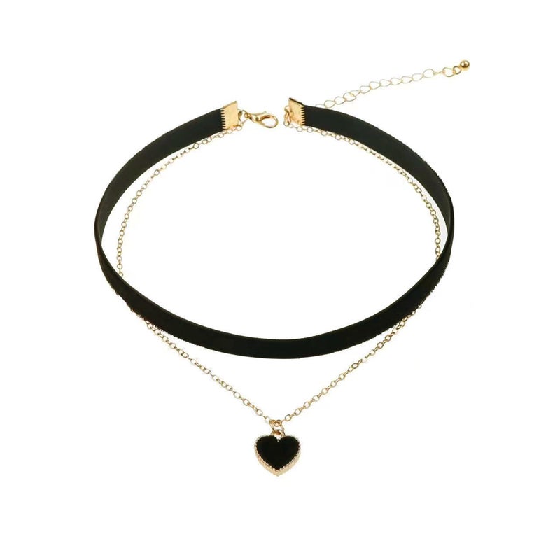 DAYANEY Black Choker Necklaces for Woman, Black Velvet Love Heart Necklace as Birthday Day Gifts for Her, Goth Vintage Choker Adjustable Collar Heart Jewelry Gold Chain as Anniversary BDAY Gifts - Image 1