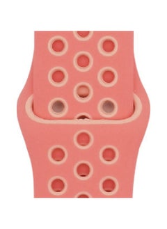 Generic Suitable For Apple Two-color Silicone Nike Strap Nike Hole Apple Iwatch Breathable Sports Watch Strap-Color:49 Orange Powder + Light Pink-Specifications:38/40/41mm-L  - Image 1