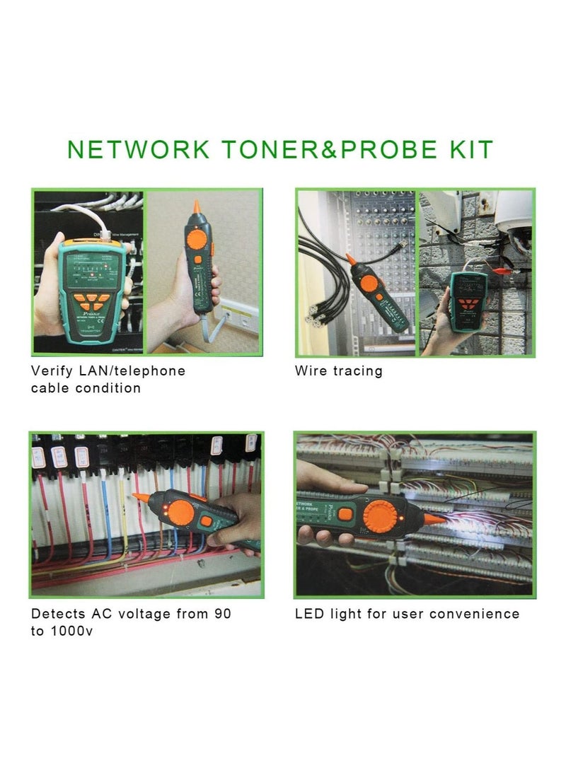 ProsKit MT-7028 Network Coaxial Cables Toner Generator Probe Kit Cable Tester Wire Tracing Up To 3 Kilometer