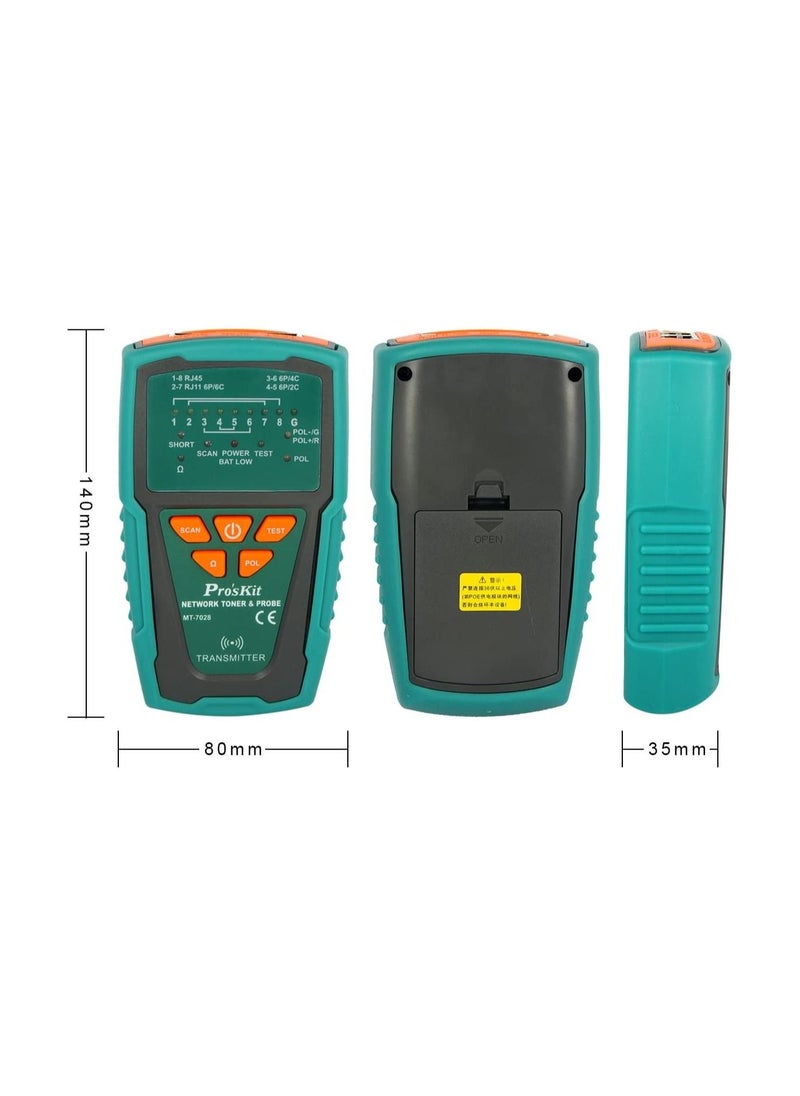 ProsKit MT-7028 Network Coaxial Cables Toner Generator Probe Kit Cable Tester Wire Tracing Up To 3 Kilometer