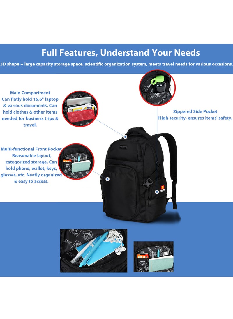 SUISSEWIN Backpack for Men Women, Large Capacity 15.6" Travel Backpack, Laptop Bags, Water-Repellent School Bag with Trolley Strap, Ergonomic Design  - Image 3