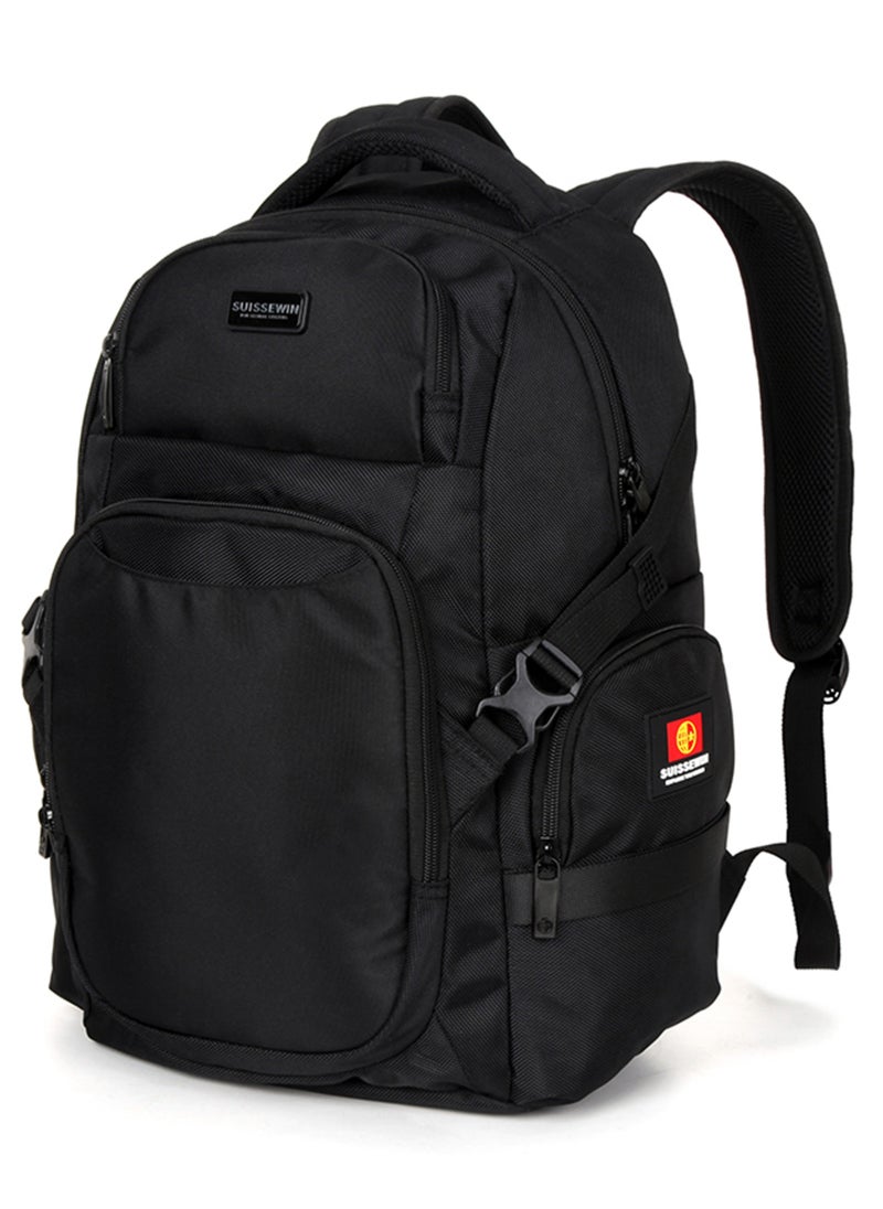 SUISSEWIN Backpack for Men Women, Large Capacity 15.6" Travel Backpack, Laptop Bags, Water-Repellent School Bag with Trolley Strap, Ergonomic Design  - Image 1