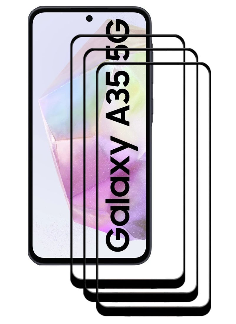 ACLIX 3 Pieces Tempered Glass Screen Protector Antistatic ESD Dustproof Premium Quality High Definition Designed For Samsung Galaxy A35 - Image 1
