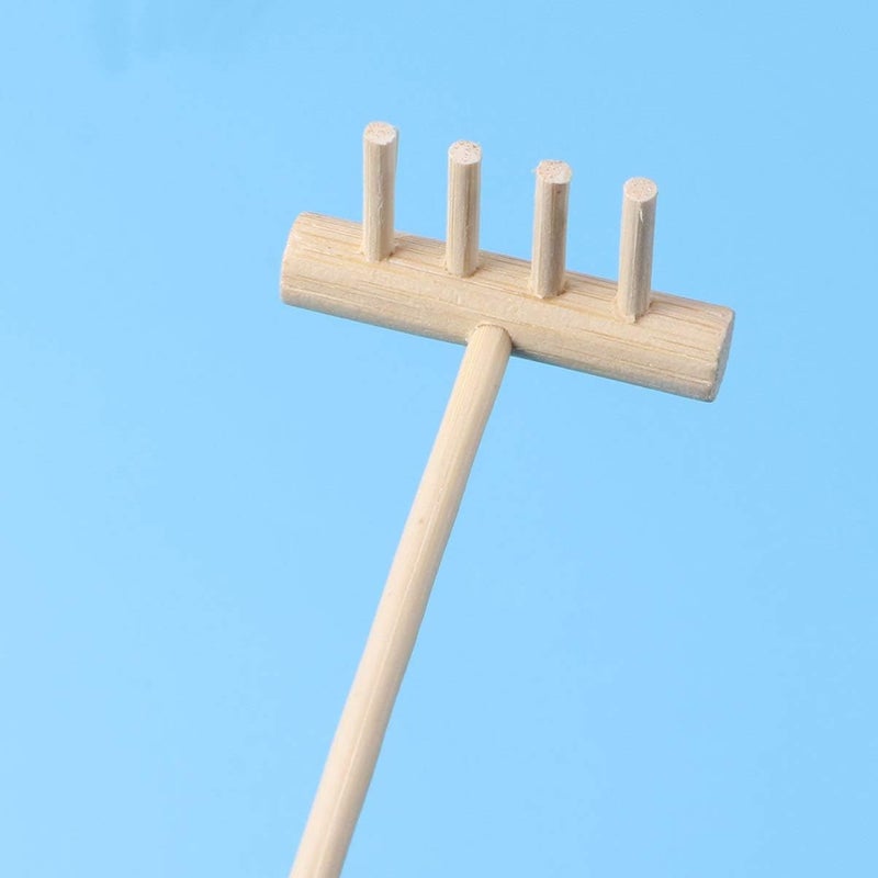 كلاراكو مجموعة أدوات حديقة زين صغيرة من كلاركو مصنوعة من الخيزران مع مجرفة رمل وحجارة ودفع وقلم رسم وإكسسوارات ديكور سطح المكتب، 3 قطع - Image 4