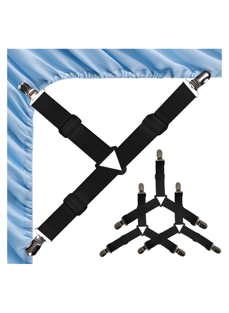 Cool Baby Style Bed Sheet Straps 4 Pcs  Adjustable Fitted Sheet Clips Sheet Holder Fasteners Mattress Suspenders Gripper Corner Clips for Bed Sheets Mattress Covers  Sofa Cushion  Easy to Install  - Image 1