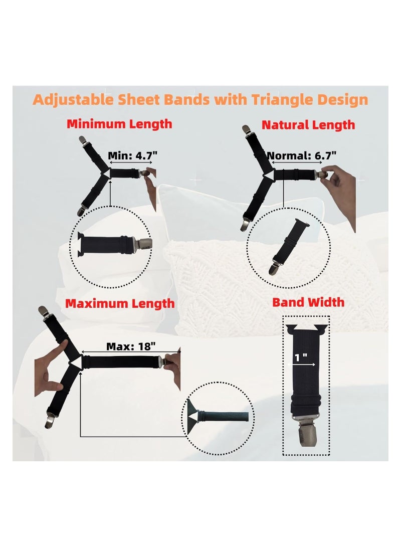 Cool Baby Style Bed Sheet Straps 4 Pcs  Adjustable Fitted Sheet Clips Sheet Holder Fasteners Mattress Suspenders Gripper Corner Clips for Bed Sheets Mattress Covers  Sofa Cushion  Easy to Install  - Image 4