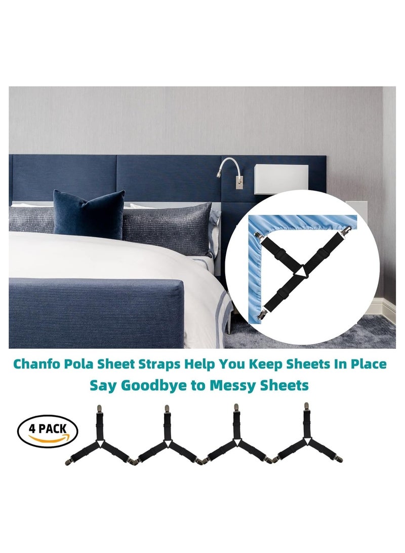 Cool Baby Style Bed Sheet Straps 4 Pcs  Adjustable Fitted Sheet Clips Sheet Holder Fasteners Mattress Suspenders Gripper Corner Clips for Bed Sheets Mattress Covers  Sofa Cushion  Easy to Install  - Image 2