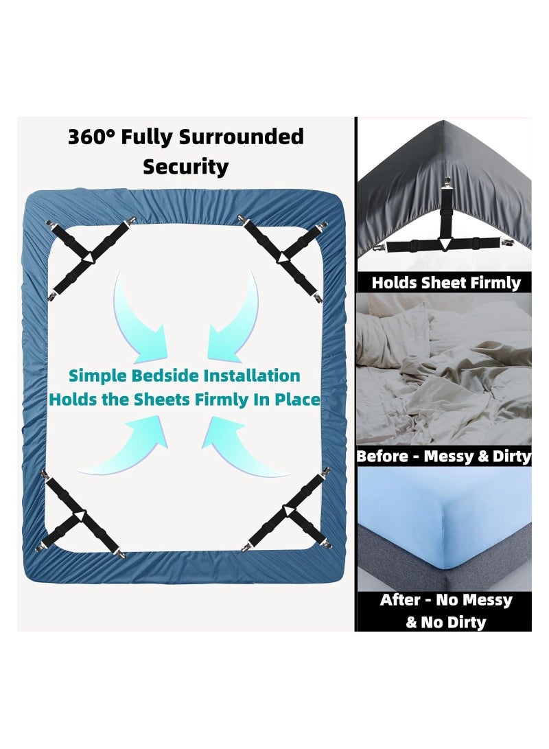 Cool Baby Style Bed Sheet Straps 4 Pcs  Adjustable Fitted Sheet Clips Sheet Holder Fasteners Mattress Suspenders Gripper Corner Clips for Bed Sheets Mattress Covers  Sofa Cushion  Easy to Install  - Image 5