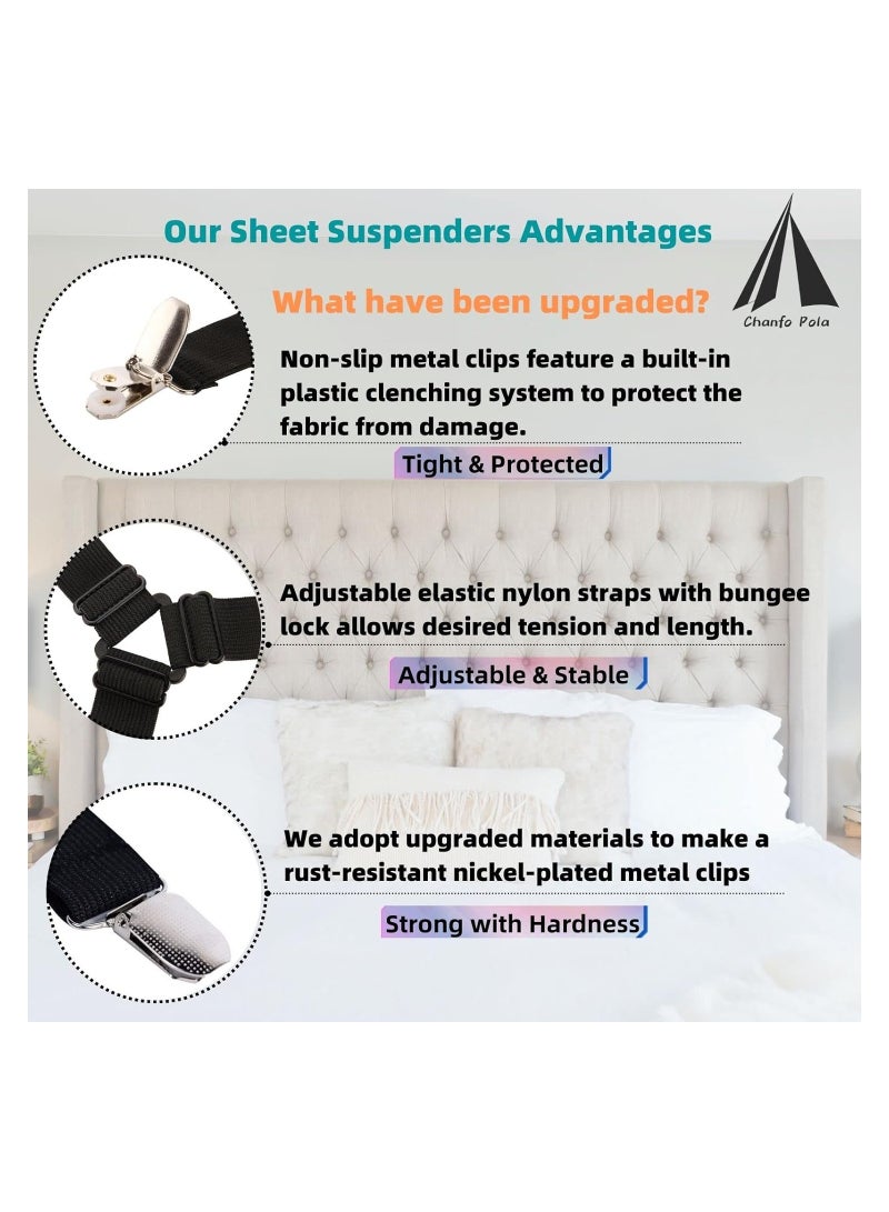 Cool Baby Style Bed Sheet Straps 4 Pcs  Adjustable Fitted Sheet Clips Sheet Holder Fasteners Mattress Suspenders Gripper Corner Clips for Bed Sheets Mattress Covers  Sofa Cushion  Easy to Install  - Image 3