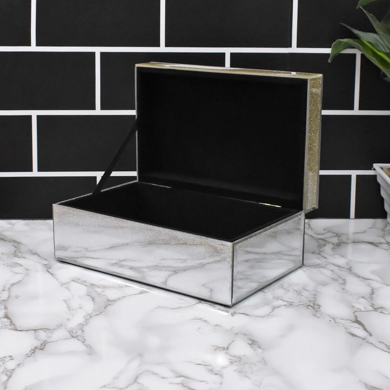 Pakhi Decor Elegant Glass Storage Box Gold Finish Luxurious Jewelry Trinket Organizer - Image 3