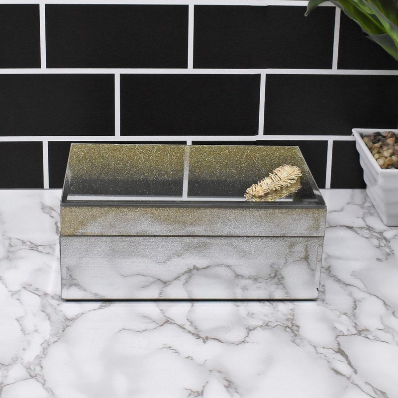 Pakhi Decor Elegant Glass Storage Box Gold Finish Luxurious Jewelry Trinket Organizer - Image 2