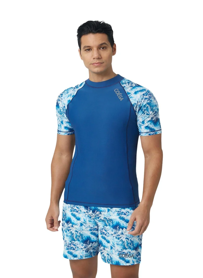 كويجا صن وير COEGA Men Rashguard Short Sleeve - Navy Waves