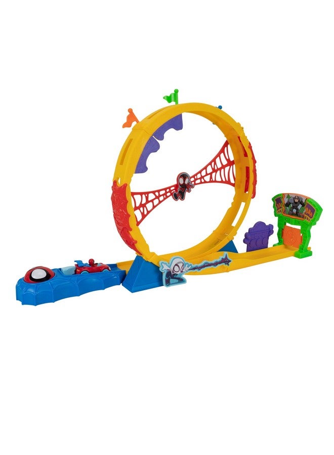 MARVEL Spidey and His Amazing Friends Amazing Metals Super Loop Track Set - 28-Inch Race Track with Launcher, 360 Degree Super Loop, and Exclusive Amazing Metals Vehicle - Image 1