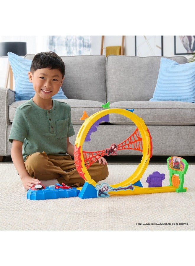 MARVEL Spidey and His Amazing Friends Amazing Metals Super Loop Track Set - 28-Inch Race Track with Launcher, 360 Degree Super Loop, and Exclusive Amazing Metals Vehicle - Image 4
