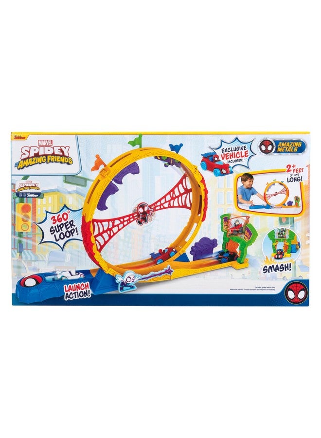 MARVEL Spidey and His Amazing Friends Amazing Metals Super Loop Track Set - 28-Inch Race Track with Launcher, 360 Degree Super Loop, and Exclusive Amazing Metals Vehicle - Image 3
