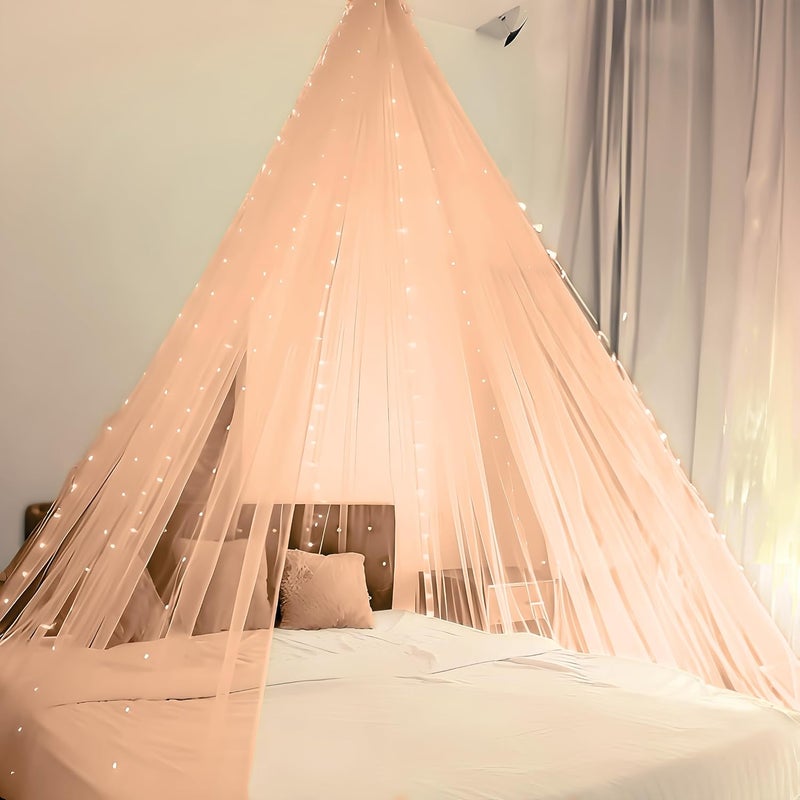 SpecialYou.in Special You Aesthetic Room Decor Canopy Tent for Decoration Canopy for Bedroom Peach net Curtains with Fairy Lights 40ft Long for Bedroom Decor Backdrop for Decoration 6 pcs Peach 