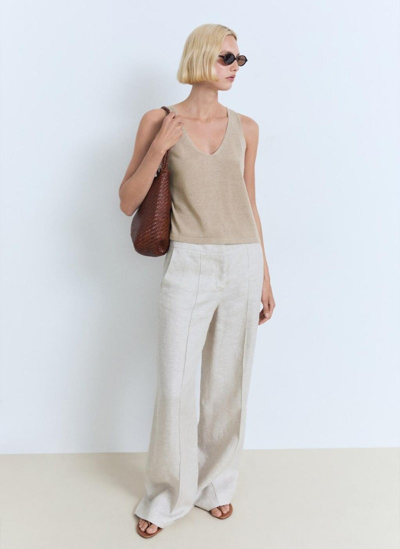 MANGO V-Neck Knit Top - Image 5