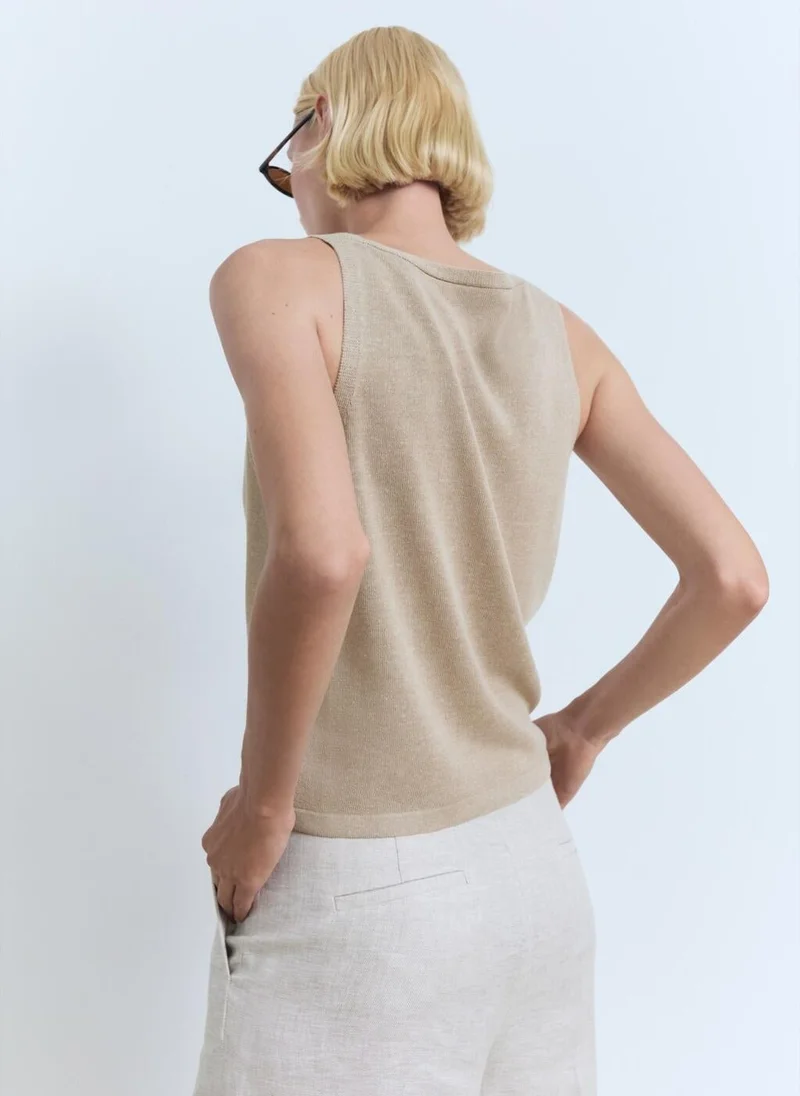 MANGO V-Neck Knit Top