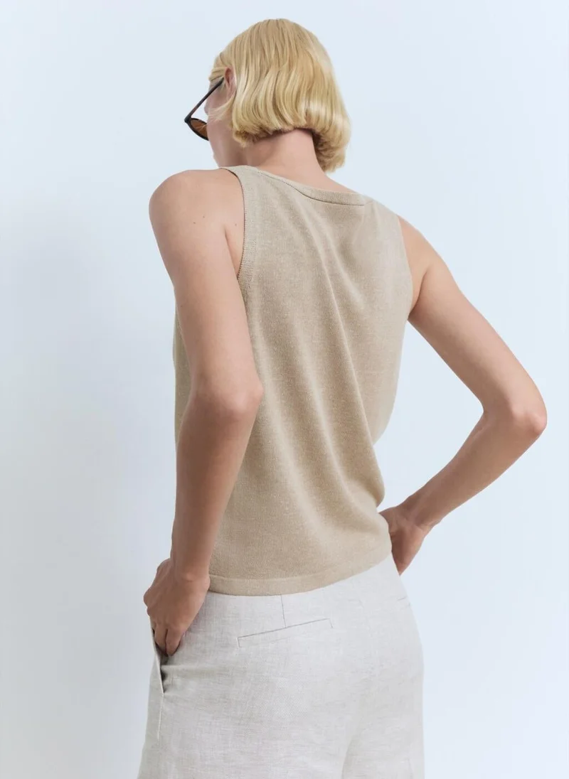 MANGO V-Neck Knit Top