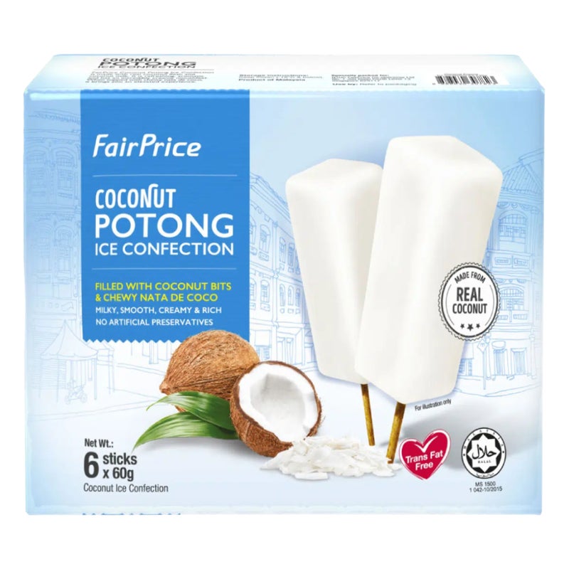 FairPrice Potong Ice Cream, Coconut - 60g x 6, Malaysia - Image 2