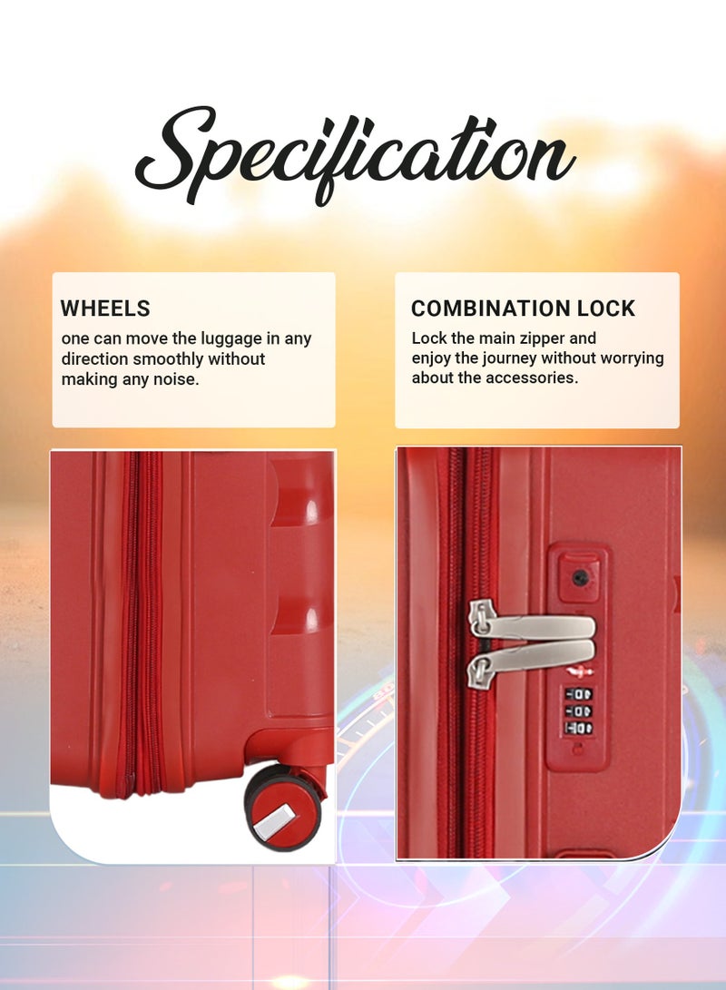 VIPTOUR 3 PCS Polypropylene Softside 360 degree Spinner Wheels Trolley Luggage Set with TSA Lock 20/24/28 Inch - Image 4