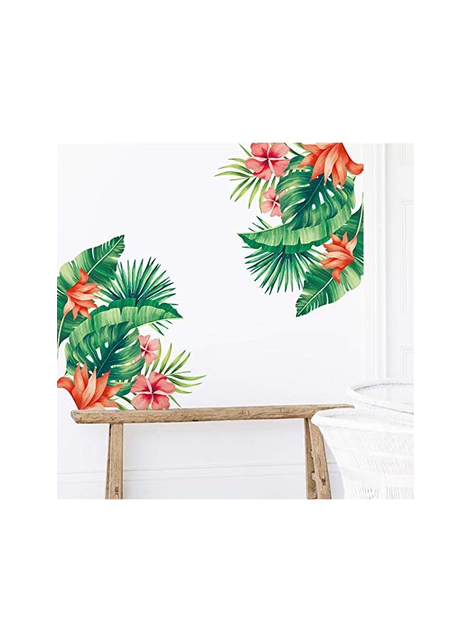 S-TOP Tropical Hibiscus Flower Wall Decals,Nature Palm Tree Leaf Plants Wall Sticker Art Murals,Removable Green Tropical Plants Tree Leaves Stickers for Living Room Kids Nursery Room Wall Art Decor - Image 2