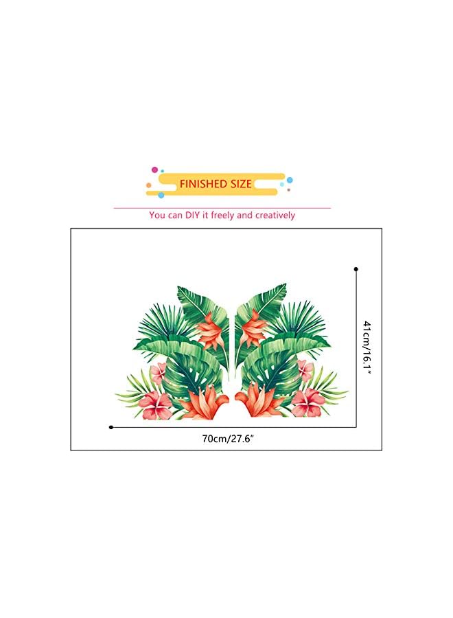 S-TOP Tropical Hibiscus Flower Wall Decals,Nature Palm Tree Leaf Plants Wall Sticker Art Murals,Removable Green Tropical Plants Tree Leaves Stickers for Living Room Kids Nursery Room Wall Art Decor - Image 4