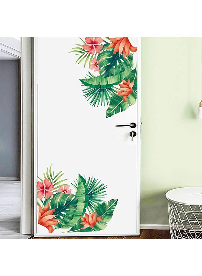 S-TOP Tropical Hibiscus Flower Wall Decals,Nature Palm Tree Leaf Plants Wall Sticker Art Murals,Removable Green Tropical Plants Tree Leaves Stickers for Living Room Kids Nursery Room Wall Art Decor - Image 1