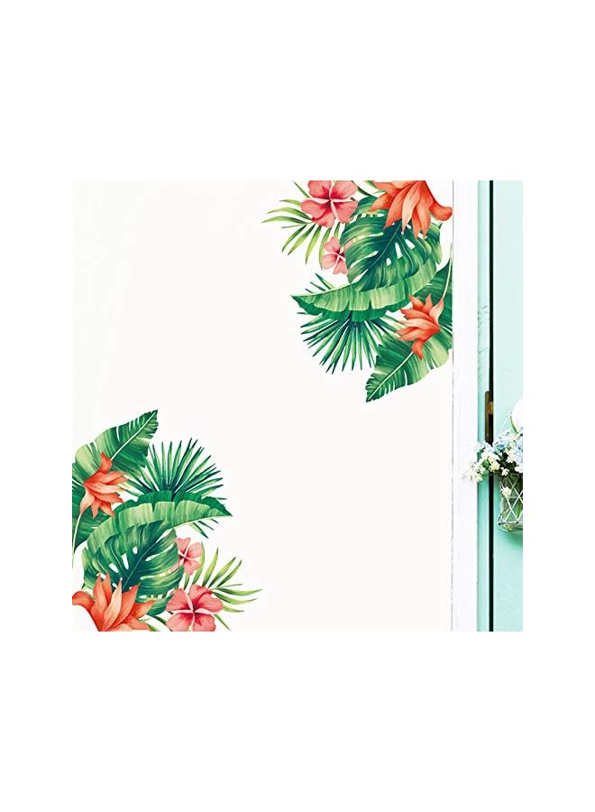 S-TOP Tropical Hibiscus Flower Wall Decals,Nature Palm Tree Leaf Plants Wall Sticker Art Murals,Removable Green Tropical Plants Tree Leaves Stickers for Living Room Kids Nursery Room Wall Art Decor - Image 3