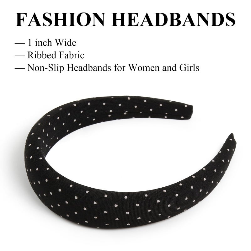 Huachi Polka Dot Headbands for Women Non Slip Trendy Headbands for Womenâ€™s Hair Cute Headband for Girls, Elastic Hair Bands for Womens Fashion Accessories for Women 4PCS - Image 2