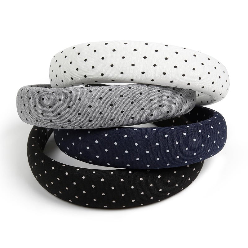 Huachi Polka Dot Headbands for Women Non Slip Trendy Headbands for Womenâ€™s Hair Cute Headband for Girls, Elastic Hair Bands for Womens Fashion Accessories for Women 4PCS - Image 5