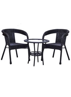 ALWASIT HOME Outdoor Dining Twin Chairs Rattan Chairs Garden Chairs And Round Table Set Dark Brown Color  - Image 1