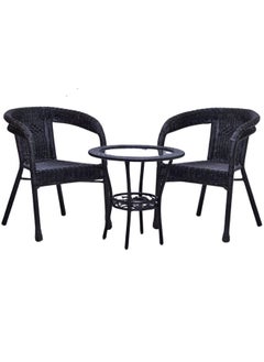 ALWASIT HOME Outdoor Dining Twin Chairs Rattan Chairs Garden Chairs And Round Table Set Dark Brown Color  - Image 3