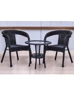 ALWASIT HOME Outdoor Dining Twin Chairs Rattan Chairs Garden Chairs And Round Table Set Dark Brown Color  - Image 2