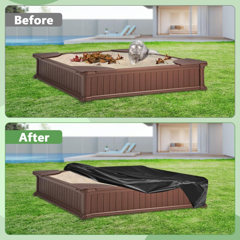 Kasla Sandbox Cover, Square Sandbox Cover Waterproof, Outdoor Toddler's Large Sand Box Covers for Sand Protection (Black, 50" LÃ—50" WÃ—8" H) - Image 5
