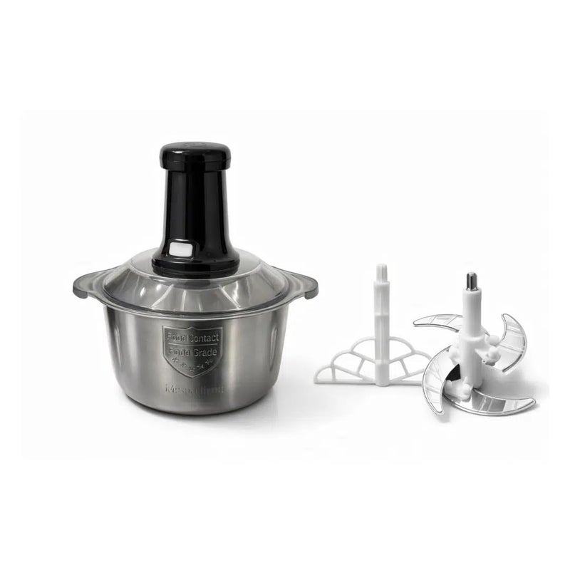 Manual Hand Chopper 2L – Stainless Steel Bowl Food Processor – Heavy Duty Vegetable, Meat & Nut Cutter with Multi-Blade System