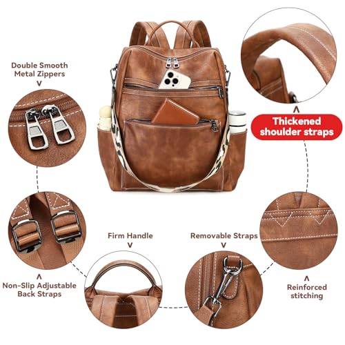 AGLOD Vegan Leather Laptop Backpack for Women 156 Inch Work Backpack Purse for Travel College - Image 3