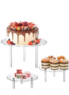 Y&D 3 PCS Acrylic Cake Stands, Clear Flower Shape Countertop Dessert Display Riser, Cupcake Stand Holder, Suitable for Wedding, Bakery, Birthday Party  - Image 1