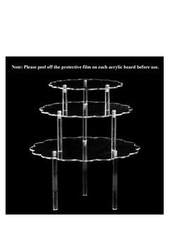 Y&D 3 PCS Acrylic Cake Stands, Clear Flower Shape Countertop Dessert Display Riser, Cupcake Stand Holder, Suitable for Wedding, Bakery, Birthday Party  - Image 3