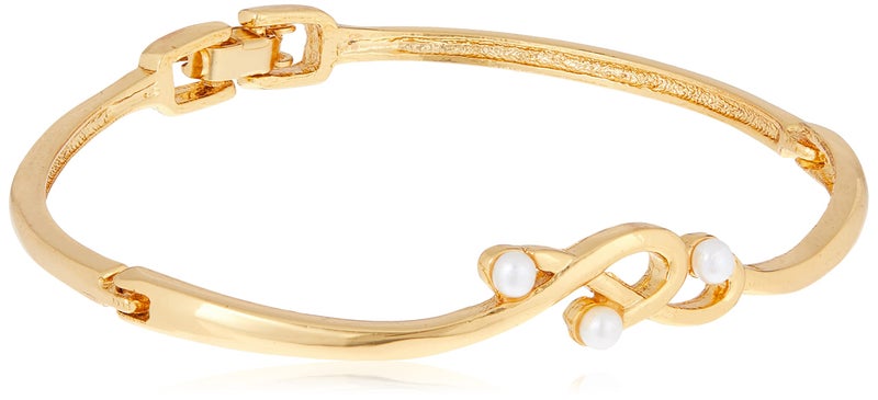 Estele 24 Kt Gold Plated Conjoined Pearl Cuff Bracelet Adjustable - Image 1