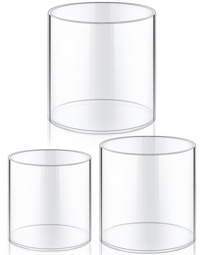 3 PIECES FLOWER ACRYLIC VASE CYLINDERS ROUND DECORATIVE CLEAR VASE BREAK RESISTANT ACRYLIC FLOWER CYLINDER FOR CENTERPIECES FLORAL HOME WEDDING TABLE DECORATION 654 IN