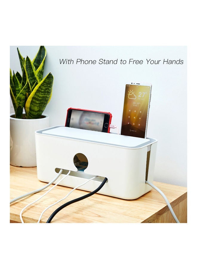 NIBEMINENT Cable Management Box with Phone Stand White - Image 3