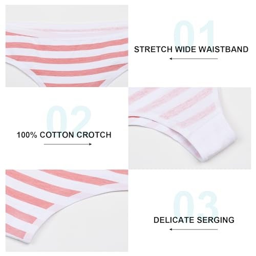 YOMORIO Hot Cute Japanese Style Blue&pink Stripe Panties Bikini Cosplay Cotton Underwear Blue/Pink (Thong? Free Size - Image 3