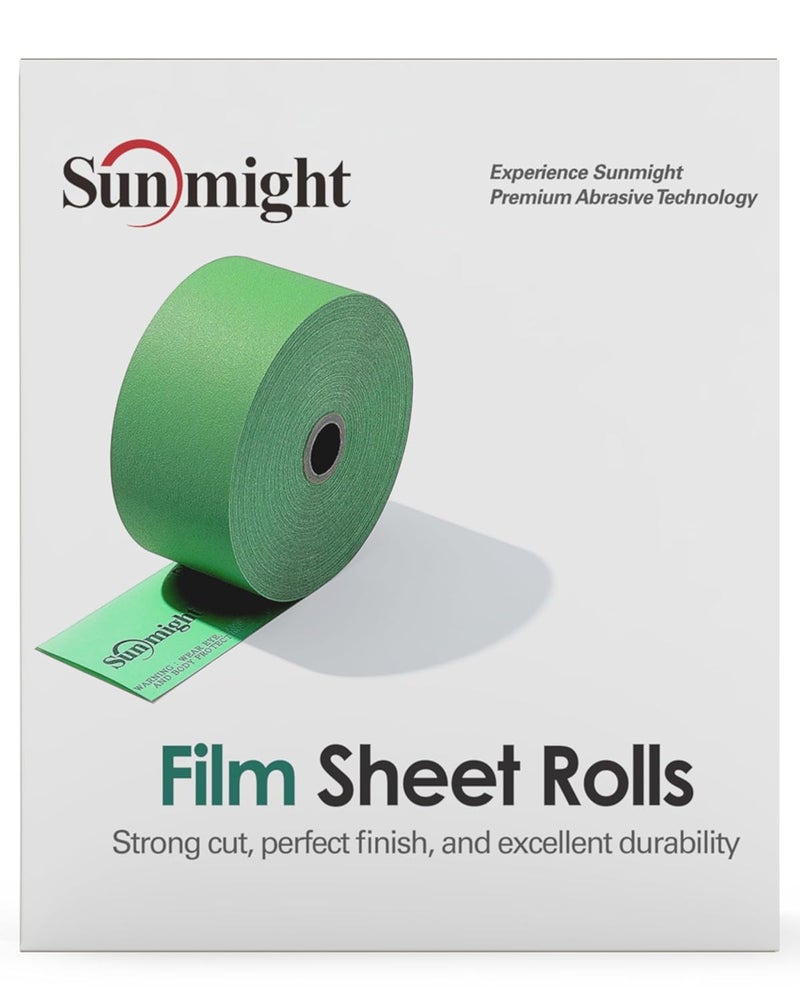 Sunmight Film 120 Grit Sandpaper Roll 2-3/4" x 45 Yards – PSA Longboard Sandpaper – Adhesive Backed for Auto Body, Wood, Metal, Marine & Aerospace – Durable Polyester Backing for Smooth, Even Sanding - Image 1