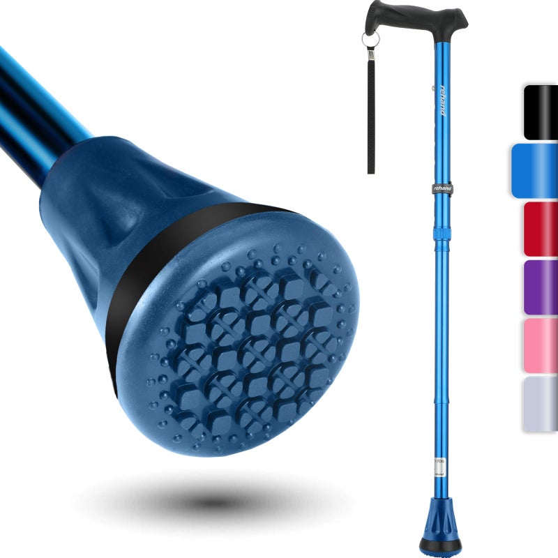 REHAND Walking Cane - Foldable, Adjustable, Collapsible Walking Canes for Men & Women, Heavy Duty All Terrain Tip, with Travel Bag | Walking Sticks for Seniors & Adults - Image 1