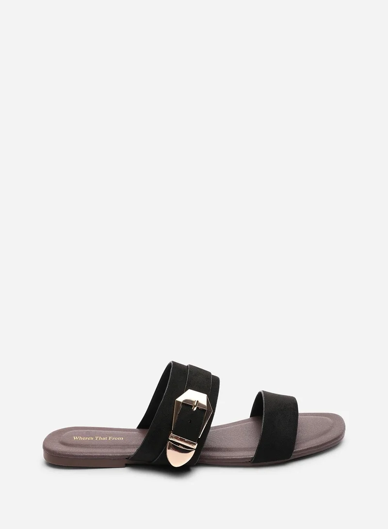 Where's That From 'Orlina' Two Strap Side Buckle Suede Sandal
