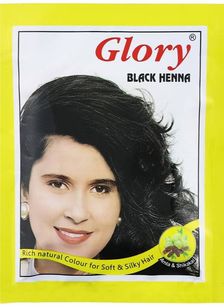 جلوري علبة حنا لتلوين الشعر من 6 قطع أسود 10جرام