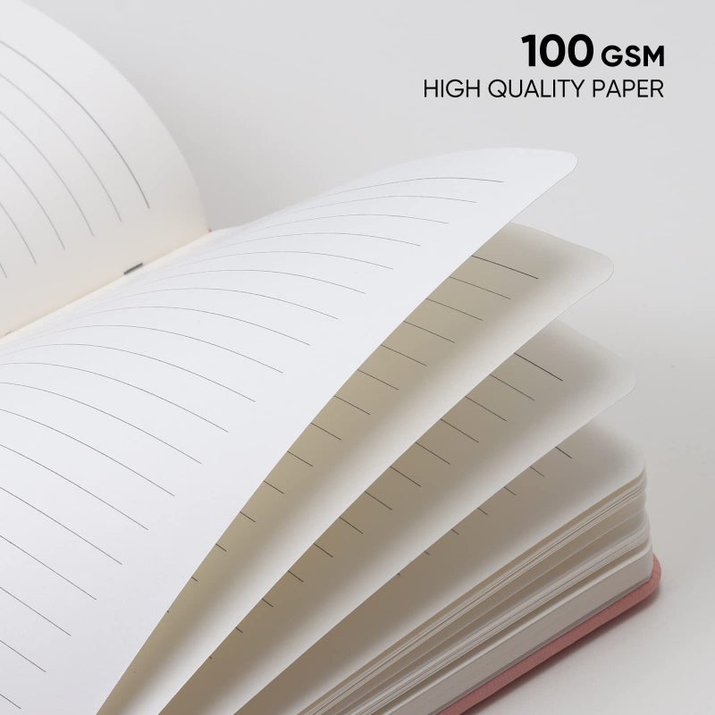 Wiisdatek Notebook Journal, Lined Leather Hard Cover,100Gsm Thick Paper with Inner Pocket for Writing Note Taking Office School,5"Ã—8.25"(Pink) - Image 2