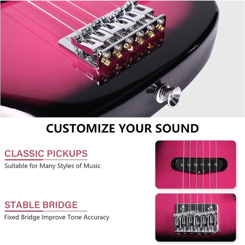 Winzz EGM100 30 Inches Real Kids Electric Guitar with Beginner Kit, Right Handed (Roseburst) - Image 4